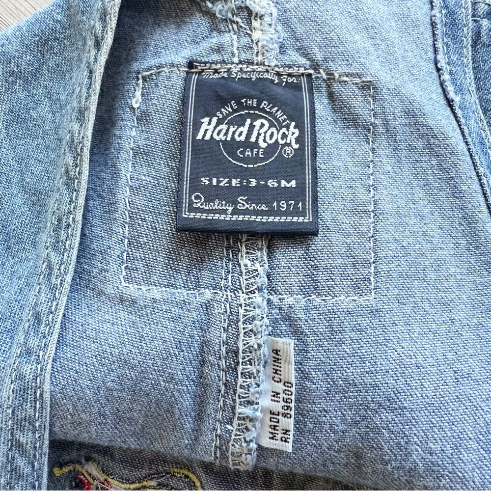 Vintage Y2K Hard Rock Cafe Save The Planet Denim Shortalls Kids Boys Sz 6 (read) - Picture 7 of 14